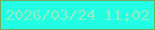 文字の大きさ：2、枠の色：77a85e、背景の色：21fee4、文字の色：94eac2 無料ブログパーツのブログ時計