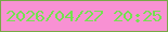 文字の大きさ：4、枠の色：77a945、背景の色：f891d3、文字の色：74e150 無料ブログパーツのブログ時計