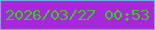 文字の大きさ：5、枠の色：77ace1、背景の色：a629d9、文字の色：36cd1b 無料ブログパーツのブログ時計