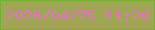 文字の大きさ：3、枠の色：77b030、背景の色：9fa754、文字の色：e96eca 無料ブログパーツのブログ時計