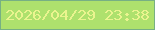 文字の大きさ：5、枠の色：77b083、背景の色：aee16d、文字の色：eaf48f 無料ブログパーツのブログ時計