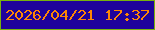 文字の大きさ：5、枠の色：77b20c、背景の色：1f029b、文字の色：fe8704 無料ブログパーツのブログ時計