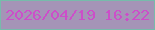 文字の大きさ：2、枠の色：77bbab、背景の色：a594b7、文字の色：cc4fc9 無料ブログパーツのブログ時計