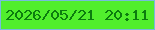 文字の大きさ：1、枠の色：77bbdd、背景の色：51ee2d、文字の色：0b7d0e 無料ブログパーツのブログ時計