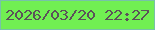 文字の大きさ：5、枠の色：77c2a8、背景の色：71ef52、文字の色：5b5159 無料ブログパーツのブログ時計