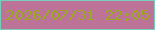 文字の大きさ：3、枠の色：77cfb9、背景の色：bd7298、文字の色：97aa21 無料ブログパーツのブログ時計