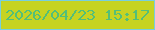 文字の大きさ：4、枠の色：77cfdf、背景の色：c6d322、文字の色：53bf78 無料ブログパーツのブログ時計