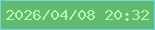 文字の大きさ：2、枠の色：77d4dc、背景の色：61ba73、文字の色：b9f59b 無料ブログパーツのブログ時計
