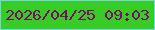 文字の大きさ：1、枠の色：77d4e2、背景の色：37cc26、文字の色：7a0867 無料ブログパーツのブログ時計