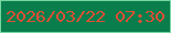 文字の大きさ：3、枠の色：77d5a1、背景の色：097e4c、文字の色：df4e35 無料ブログパーツのブログ時計