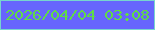 文字の大きさ：2、枠の色：77d5ce、背景の色：6765fd、文字の色：60db47 無料ブログパーツのブログ時計