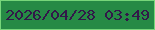 文字の大きさ：2、枠の色：77d67a、背景の色：268a45、文字の色：321849 無料ブログパーツのブログ時計