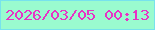 文字の大きさ：3、枠の色：77e2ed、背景の色：9afbcf、文字の色：e833c5 無料ブログパーツのブログ時計
