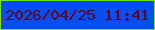 文字の大きさ：5、枠の色：77e50c、背景の色：044ef0、文字の色：640419 無料ブログパーツのブログ時計
