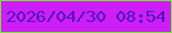 文字の大きさ：4、枠の色：77e928、背景の色：ce1ef7、文字の色：4e16be 無料ブログパーツのブログ時計