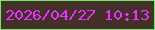 文字の大きさ：5、枠の色：77e96a、背景の色：433029、文字の色：e832fd 無料ブログパーツのブログ時計