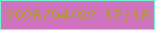 文字の大きさ：1、枠の色：77efd1、背景の色：cf73be、文字の色：ab9d28 無料ブログパーツのブログ時計