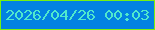 文字の大きさ：3、枠の色：77f110、背景の色：0282e1、文字の色：50e8cc 無料ブログパーツのブログ時計