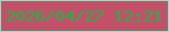 文字の大きさ：5、枠の色：77f2c5、背景の色：c34f69、文字の色：14ba47 無料ブログパーツのブログ時計