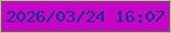 文字の大きさ：1、枠の色：77f448、背景の色：c603c7、文字の色：083684 無料ブログパーツのブログ時計