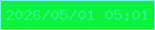 文字の大きさ：4、枠の色：77f5e3、背景の色：0bf33b、文字の色：25f88c 無料ブログパーツのブログ時計