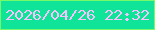 文字の大きさ：1、枠の色：77f96a、背景の色：0fe498、文字の色：fbc1ff 無料ブログパーツのブログ時計