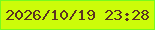 文字の大きさ：1、枠の色：77fa1e、背景の色：ccfc09、文字の色：5b3322 無料ブログパーツのブログ時計