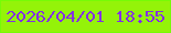 文字の大きさ：4、枠の色：77fb07、背景の色：94f309、文字の色：842fe4 無料ブログパーツのブログ時計