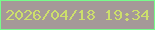 文字の大きさ：2、枠の色：77fc8b、背景の色：a59998、文字の色：cddf6c 無料ブログパーツのブログ時計