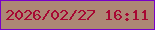 文字の大きさ：1、枠の色：7800c9、背景の色：ad8775、文字の色：a70833 無料ブログパーツのブログ時計
