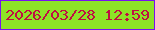 文字の大きさ：2、枠の色：7811ef、背景の色：8de326、文字の色：bf0e43 無料ブログパーツのブログ時計