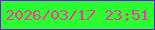 文字の大きさ：1、枠の色：7813db、背景の色：29fe31、文字の色：f8389e 無料ブログパーツのブログ時計