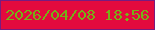 文字の大きさ：5、枠の色：781b80、背景の色：e30a3e、文字の色：75b116 無料ブログパーツのブログ時計