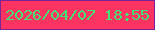 文字の大きさ：4、枠の色：782498、背景の色：fd3462、文字の色：44e273 無料ブログパーツのブログ時計