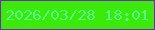 文字の大きさ：2、枠の色：7825c2、背景の色：3bea06、文字の色：5af792 無料ブログパーツのブログ時計