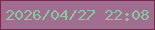 文字の大きさ：2、枠の色：782a4a、背景の色：a06e91、文字の色：8cc79e 無料ブログパーツのブログ時計