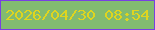 文字の大きさ：4、枠の色：7840e1、背景の色：82bb70、文字の色：dfd51f 無料ブログパーツのブログ時計
