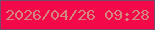 文字の大きさ：2、枠の色：784b6b、背景の色：f30949、文字の色：d3857e 無料ブログパーツのブログ時計