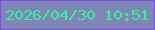 文字の大きさ：2、枠の色：784cef、背景の色：7f86b6、文字の色：35f39d 無料ブログパーツのブログ時計