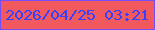 文字の大きさ：3、枠の色：784dfa、背景の色：f2595e、文字の色：3641fe 無料ブログパーツのブログ時計