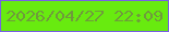 文字の大きさ：2、枠の色：7860e4、背景の色：68eb0f、文字の色：6f9b3c 無料ブログパーツのブログ時計