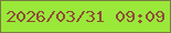 文字の大きさ：5、枠の色：787c43、背景の色：9ae83a、文字の色：8e4d36 無料ブログパーツのブログ時計