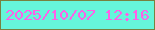 文字の大きさ：4、枠の色：78823f、背景の色：66f6da、文字の色：ff60e8 無料ブログパーツのブログ時計