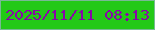 文字の大きさ：4、枠の色：78b994、背景の色：23c917、文字の色：8907a8 無料ブログパーツのブログ時計