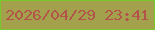 文字の大きさ：3、枠の色：78c82b、背景の色：a4a14c、文字の色：b3544b 無料ブログパーツのブログ時計