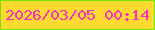文字の大きさ：4、枠の色：78e604、背景の色：fed92f、文字の色：f631bd 無料ブログパーツのブログ時計