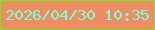 文字の大きさ：4、枠の色：78e627、背景の色：ee8d62、文字の色：7bffdc 無料ブログパーツのブログ時計