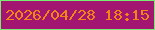 文字の大きさ：4、枠の色：78ec70、背景の色：a21672、文字の色：f58417 無料ブログパーツのブログ時計
