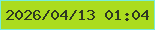 文字の大きさ：2、枠の色：78eeda、背景の色：abdc1f、文字の色：2f3822 無料ブログパーツのブログ時計