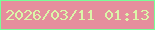 文字の大きさ：1、枠の色：78fe98、背景の色：e58e9d、文字の色：dbf6a9 無料ブログパーツのブログ時計